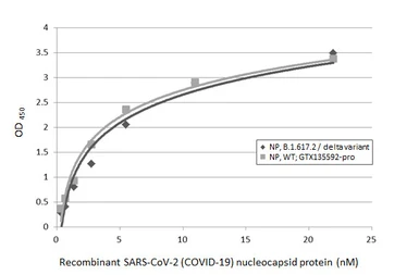 Anti-SARS-CoV-2 (COVID-19) Nucleocapsid antibody [HL448] used in ELISA (ELISA). GTX635686