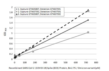 Anti-SARS-CoV-2 (COVID-19) Spike RBD Omicron antibody [HL1867] used in ELISA (ELISA). GTX637592