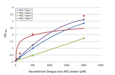 Anti-Dengue virus NS1 protein antibody [GT13] used in ELISA (ELISA). GTX640511
