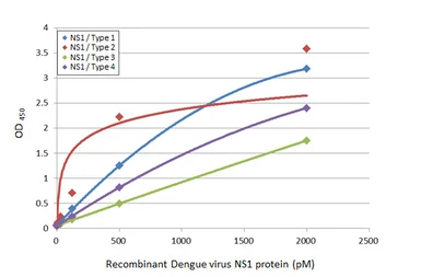 Anti-Dengue virus NS1 protein antibody [GT13] used in ELISA (ELISA). GTX640511
