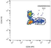 Anti-CD34 antibody [581] (APC) used in Flow cytometry (FCM). GTX00478-07